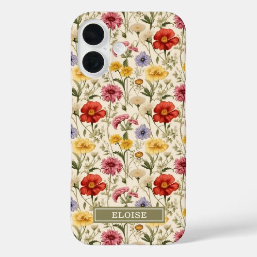 Mooie Botanische Waterverf Wilde Bloem Naam Case-Mate iPhone Case (Achterkant)