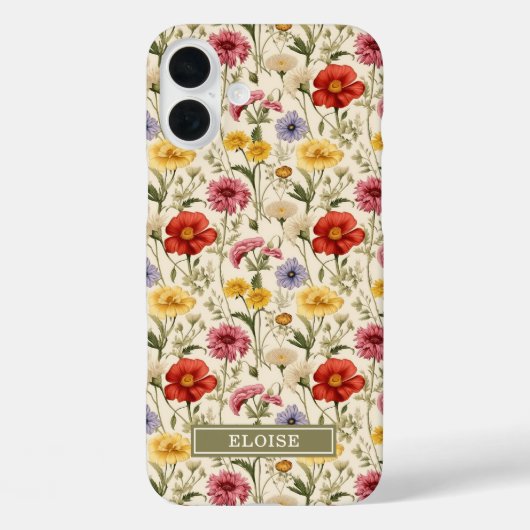 Mooie Botanische Waterverf Wilde Bloem Naam Case-Mate iPhone Case (Achterkant)