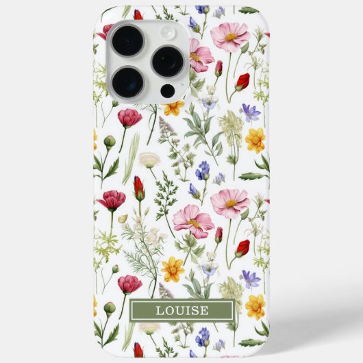 Mooie Botanische Wilde Bloemen Naam Case-Mate iPhone Case (Achterkant)
