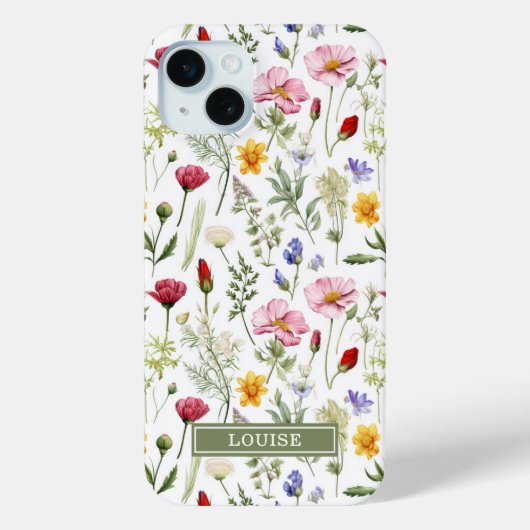 Mooie Botanische Wilde Bloemen Naam Case-Mate iPhone Case (Achterkant)
