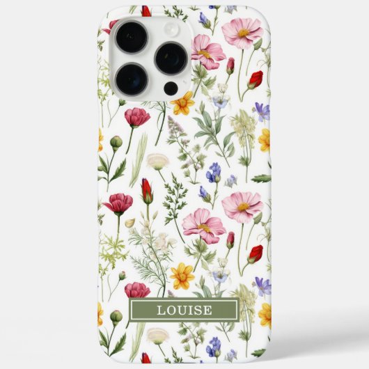 Mooie Botanische Wilde Bloemen Naam Case-Mate iPhone Case (Achterkant)