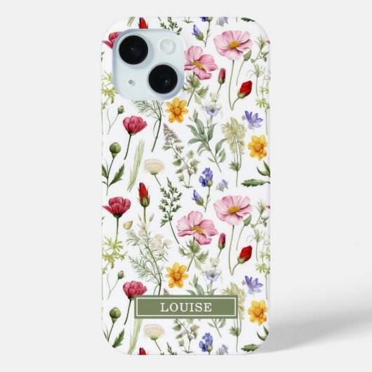 Mooie Botanische Wilde Bloemen Naam Case-Mate iPhone Case (Achterkant)