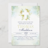 Mooie botanische witte kruis doop kaart (Voorkant)