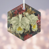 Mooie botanische witte orchideeën elegante bloemen glas ornament