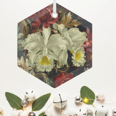 Mooie botanische witte orchideeën elegante bloemen glas ornament