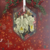 Mooie botanische witte orchideeën elegante bloemen glas ornament