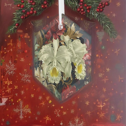 Mooie botanische witte orchideeën elegante bloemen glas ornament