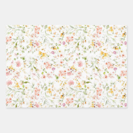 Mooie botanische zomer wilde bloemen eenvoudig sch inpakpapier vel
