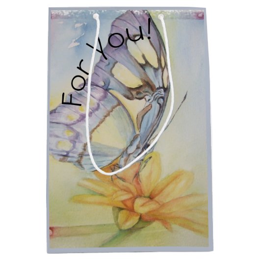 Mooie Boterfly gele ventilator Medium Cadeauzakje (Voorkant)