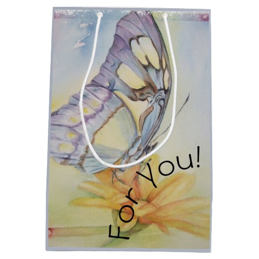 Mooie Boterfly gele ventilator Medium Cadeauzakje (Achterkant)