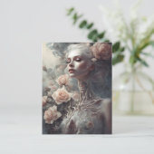 Mooie Botten Vrouw Skeletal en Flowers Briefkaart (Staand voorkant)