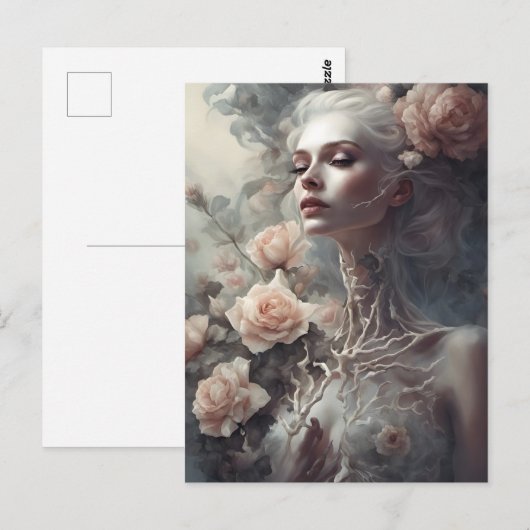 Mooie Botten Vrouw Skeletal en Flowers Briefkaart (Voorkant / Achterkant)