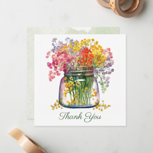 Mooie Bouquet van Bloemen Notitiekaartje (Voorkant / Achterkant in situ)