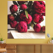 Mooie Bouquet van Red Peonies Floral Digital Canvas Afdruk (Insitu (Woonkamer))