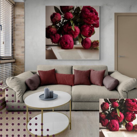 Mooie Bouquet van Red Peonies Floral Digital Canvas Afdruk