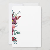 Mooie Bourgogne Blush Bloemen Meisje Doop Kaart (Achterkant)