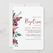 Mooie Bourgogne Blush Bloemen Meisje Doop Kaart (Voorkant)