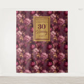 Mooie Bourgogne Blush Gold Boho 30e verjaardag Wandkleed (Voorkant)