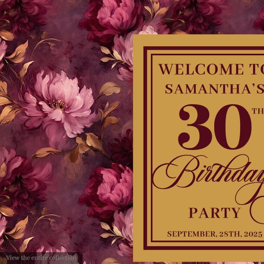 Mooie Bourgogne Blush Gold Boho 30e verjaardag Wandkleed