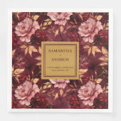 Mooie Bourgogne Blush Gold bruiloft diner servette Servet (Voorkant)