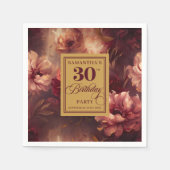 Mooie Bourgogne Blush Gold Waterverf 30e Servet (Voorkant)