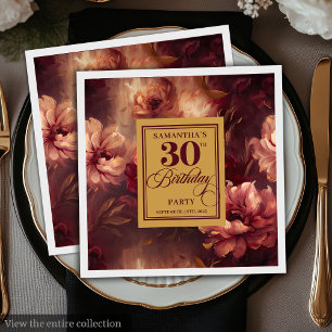 Mooie Bourgogne Blush Gold Waterverf 30e Servet