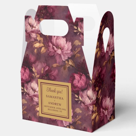 Mooie Bourgogne Blush Gold Wedding Favoriet Gift B Bedankdoosjes (Geopend)