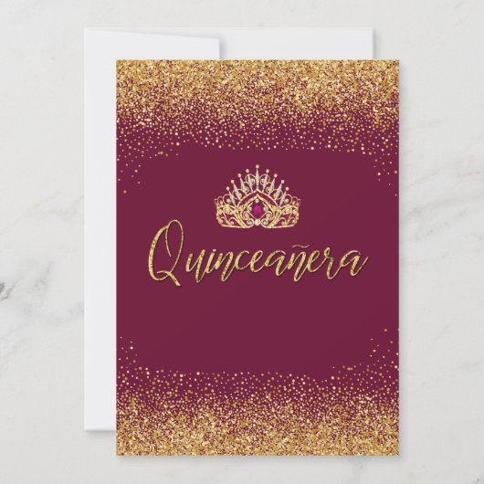 Mooie Bourgogne en Gold Quinceañera Kaart (Achterkant)