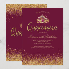 Mooie Bourgogne en Gold Quinceañera Kaart