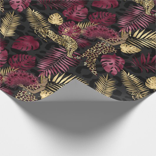 Mooie Bourgogne en Gold Safari Cadeaupapier (Hoek)