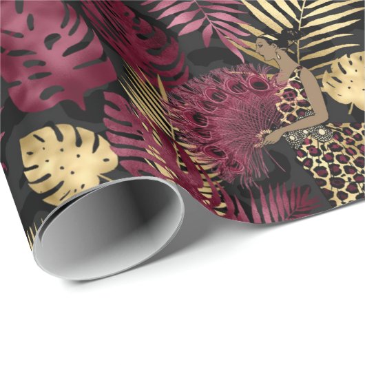 Mooie Bourgogne en Gold Safari Cadeaupapier (Rol Hoek)