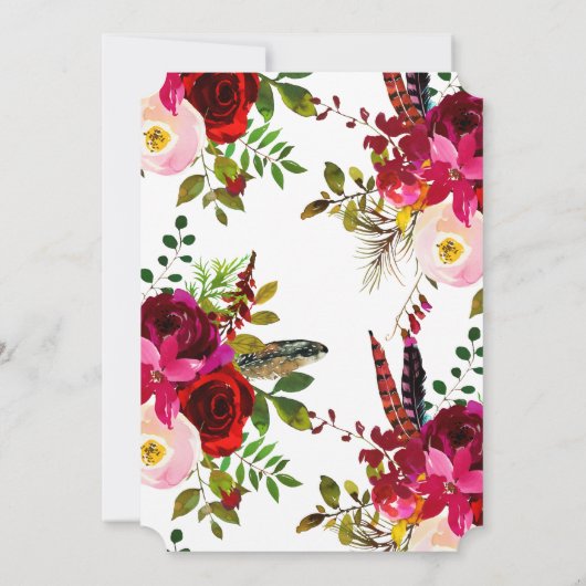 Mooie Bourgogne Floral Bouquet Wedding Kaart (Achterkant)