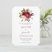 Mooie Bourgogne Floral Bouquet Wedding Kaart (Staand voorkant)