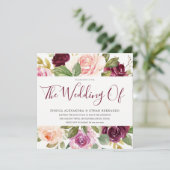 Mooie Bourgogne roze Berry Floral Wedding Kaart (Staand voorkant)