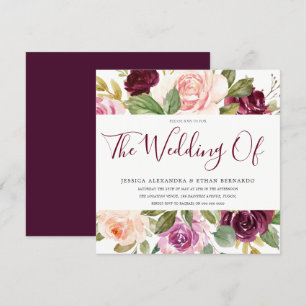 Mooie Bourgogne roze Berry Floral Wedding Kaart
