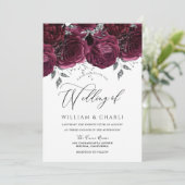 Mooie Bourgogne Rozen Elegant Wedding Kaart (Staand voorkant)
