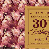 Mooie Bourgondische Blush Gold 30e verjaardag Wandkleed