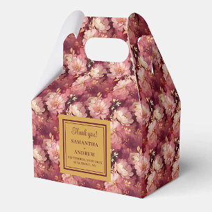 Mooie Bourgondische Blush Gold Waterverf bruiloft Bedankdoosjes