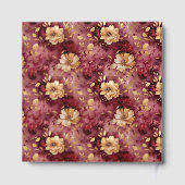 Mooie Bourgondische Blush Gouden Bloemen bruiloft Gastenboek (Achterkant)