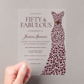 Mooie Bourgondische jurk Elegant 50ste verjaardag Acryl Uitnodigingen (Insitu (Draagbaar))