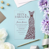 Mooie Bourgondische jurk Elegant 50ste verjaardag Acryl Uitnodigingen (Insitu (Huwelijk))