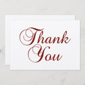 Mooie Bourgondische kalligrafie Script Ecru Bedankkaart (Voorkant / Achterkant)