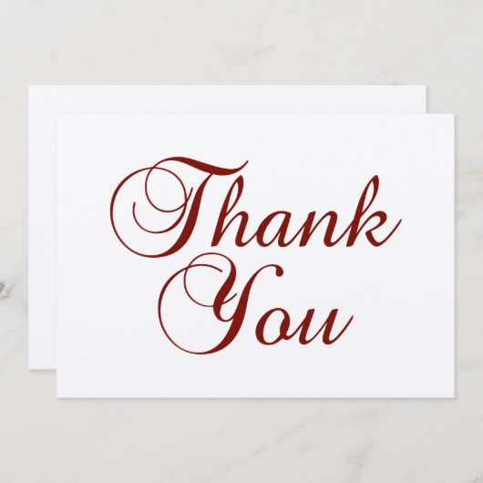 Mooie Bourgondische kalligrafie Script Ecru Bedankkaart (Voorkant / Achterkant)