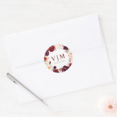 Mooie Bourgondische rode bloemenbruiloft sticker (Envelop)