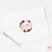 Mooie Bourgondische rode bloemenbruiloft sticker (Envelop)