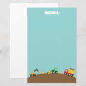 Mooie Bouwvoertuigen Voor Jongens Briefpapier (Voorkant / Achterkant)