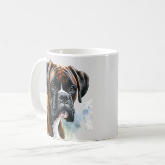 Mooie Boxer Dog in Waterverf Koffiemok (Voorkant links)
