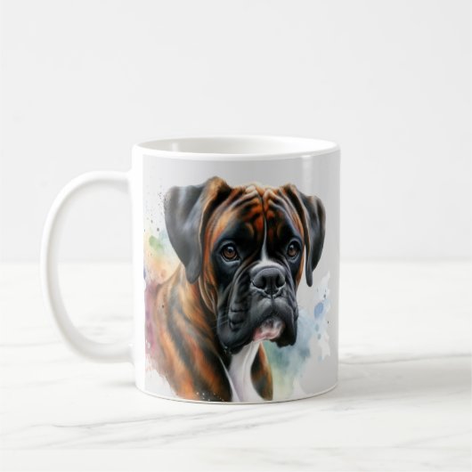 Mooie Boxer Dog in Waterverf Koffiemok (Links)