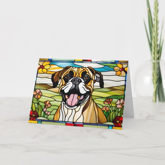 Mooie Boxer Gebrandschilderd Glas Kaart (Voorkant)