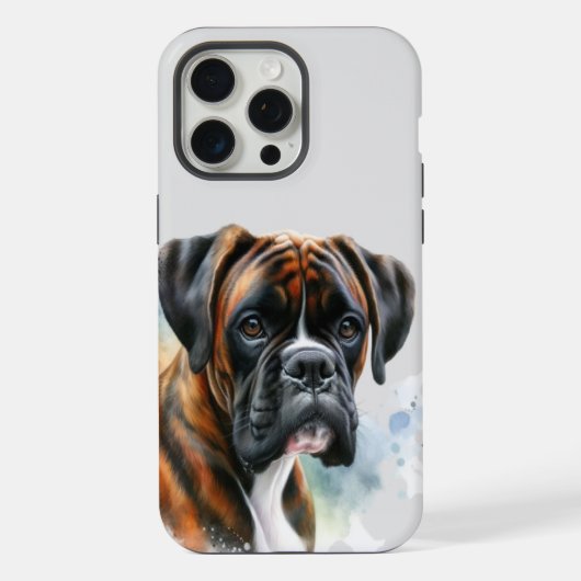 Mooie Boxer Hond in Waterverf iPhone Hoesje (Achterkant)